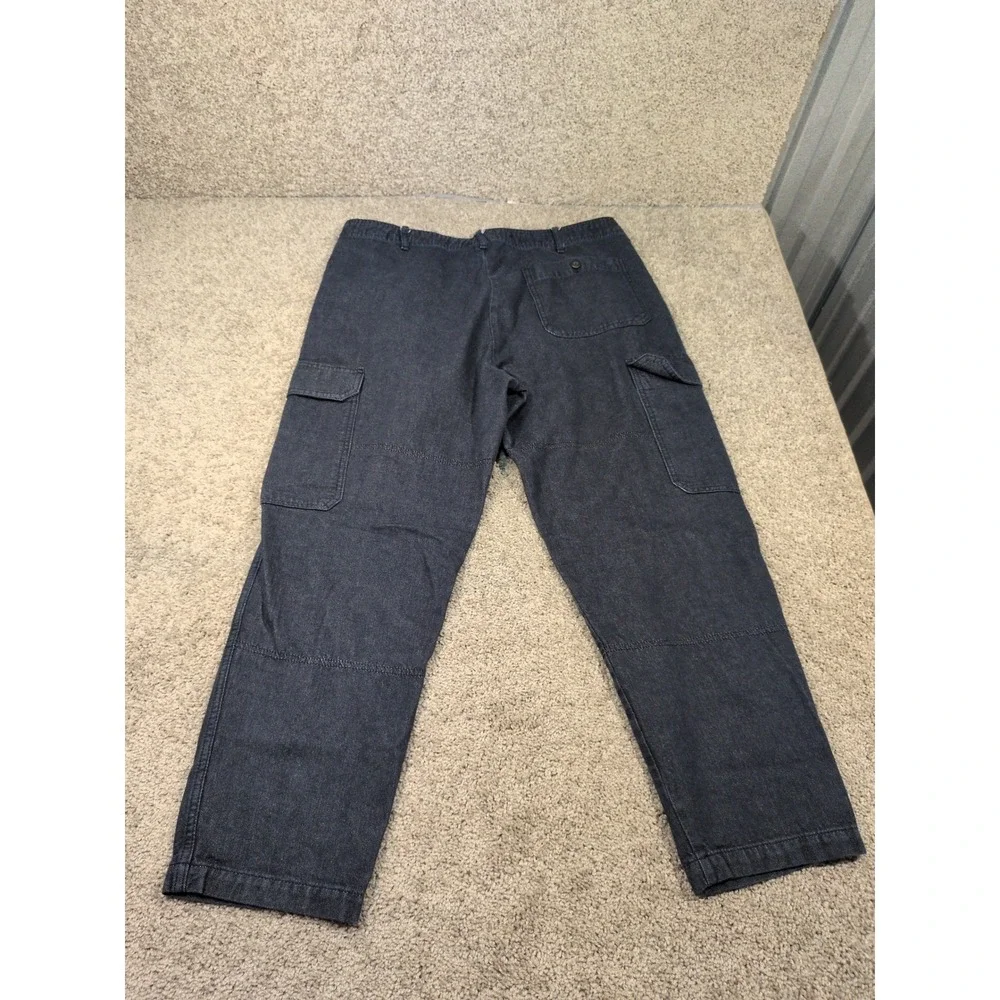 Banana Republic Mens 38x32 Cargo Pants Indigo Blue Cotton Straight Leg Utility